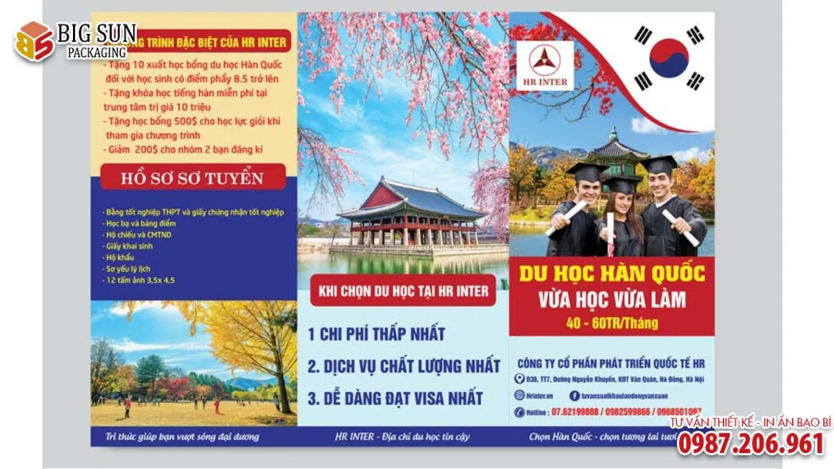 Những mẫu tờ rơi tuyển sinh du học tiếng Hàn thu hút