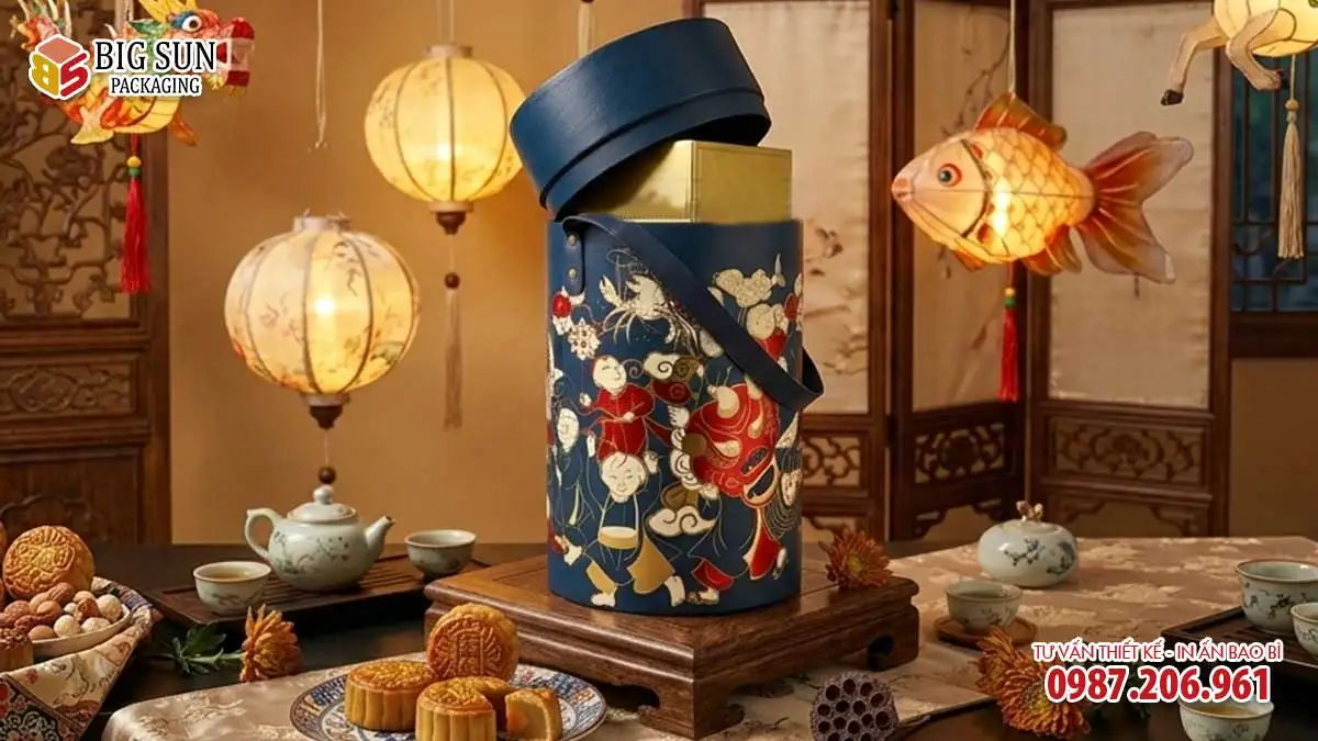In Hộp trụ tròn trung thu độc đáo
