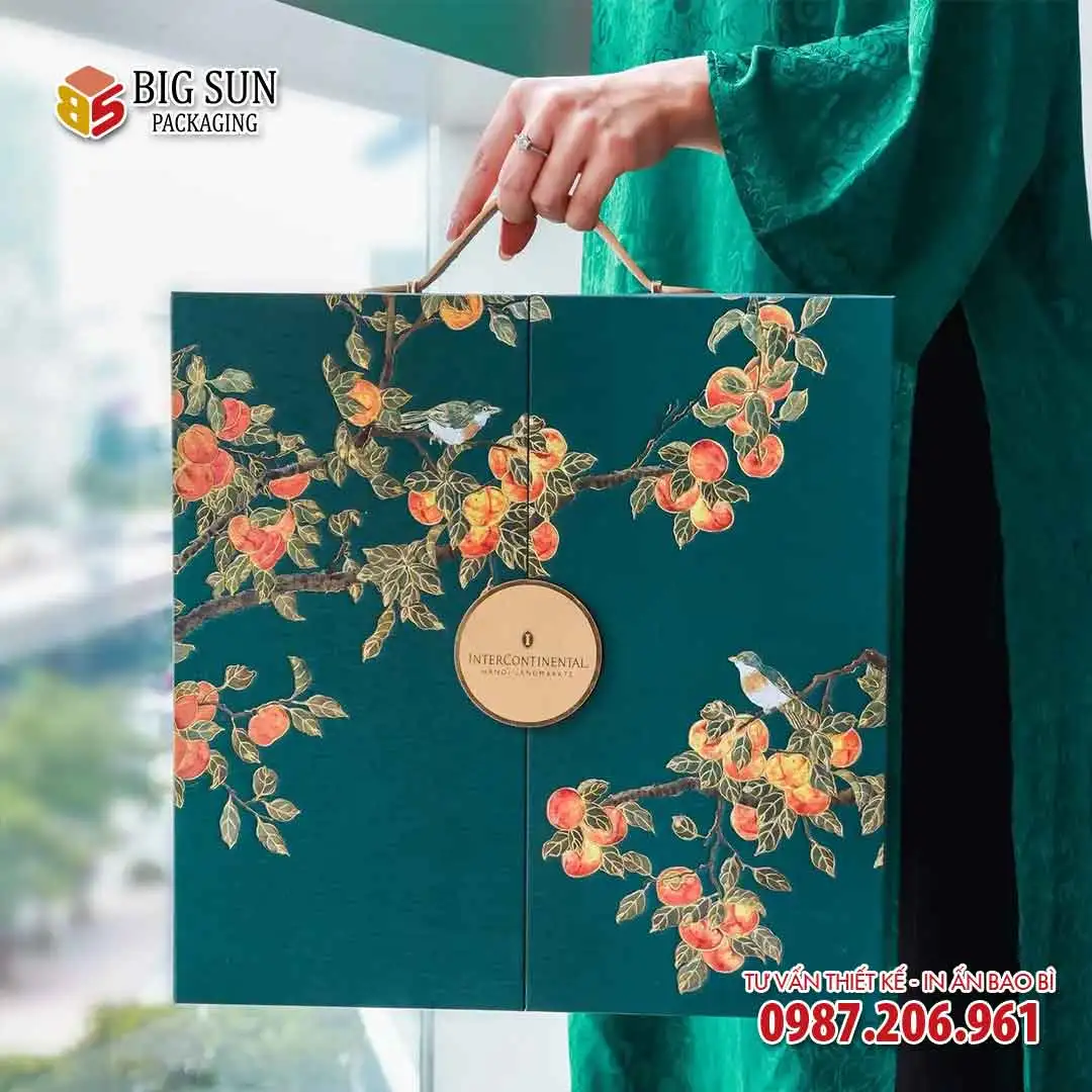 hộp bánh trung thu Intercontinental Hà Nội Luxury 6 bánh rượu chi tiết