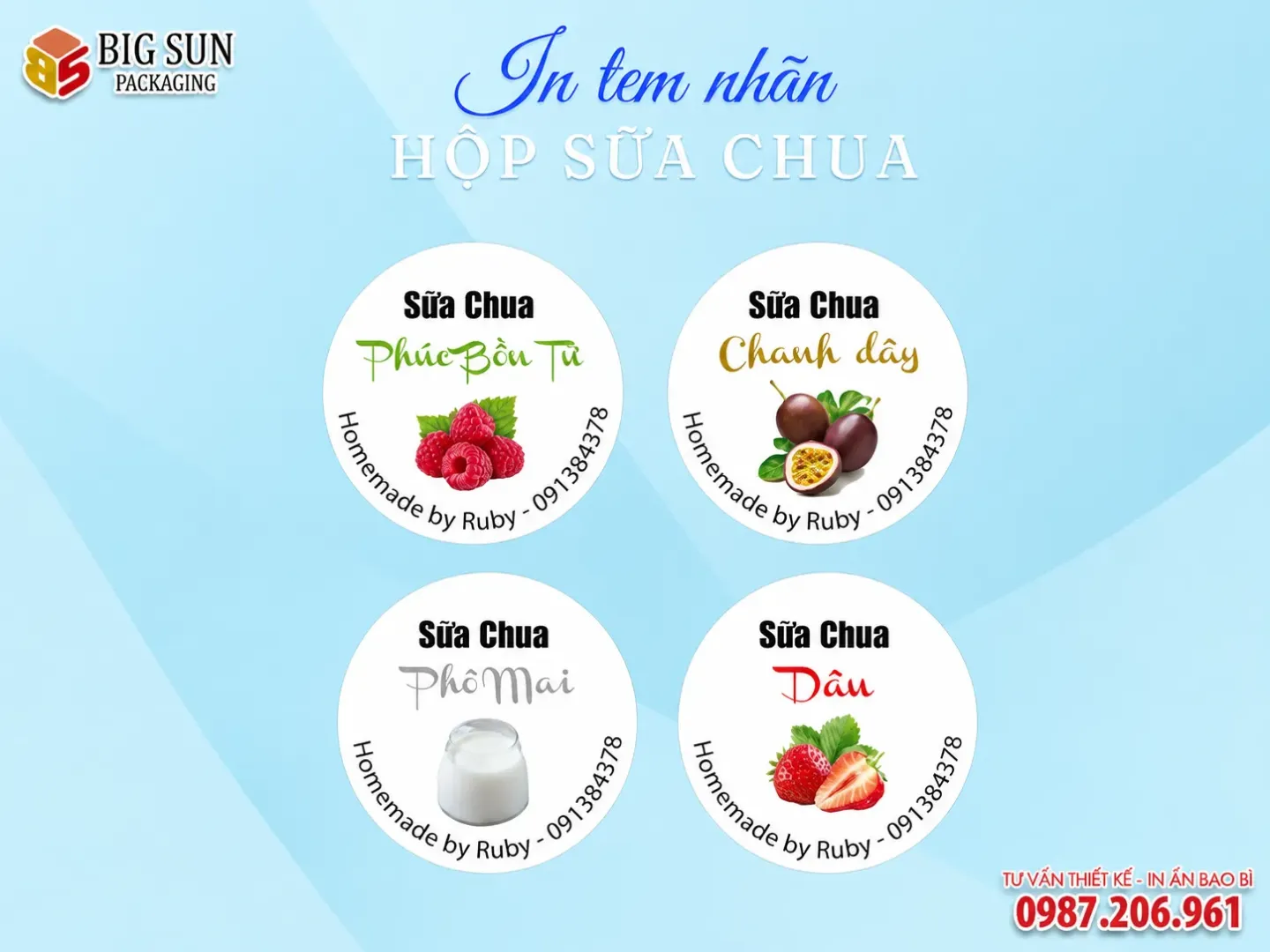 In Tem Nhãn Sữa Chua Đẹp, Chống Thấm, Theo Yêu Cầu