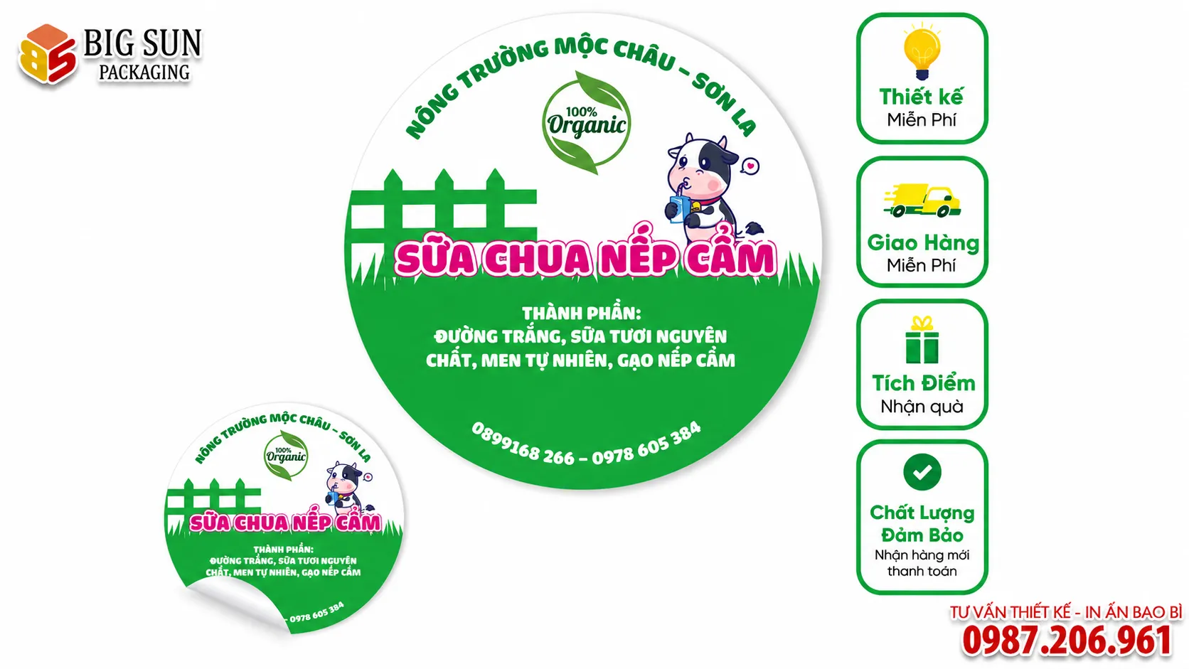 In Tem Nhãn Sữa Chua Đẹp, Chống Thấm, Theo Yêu Cầu
