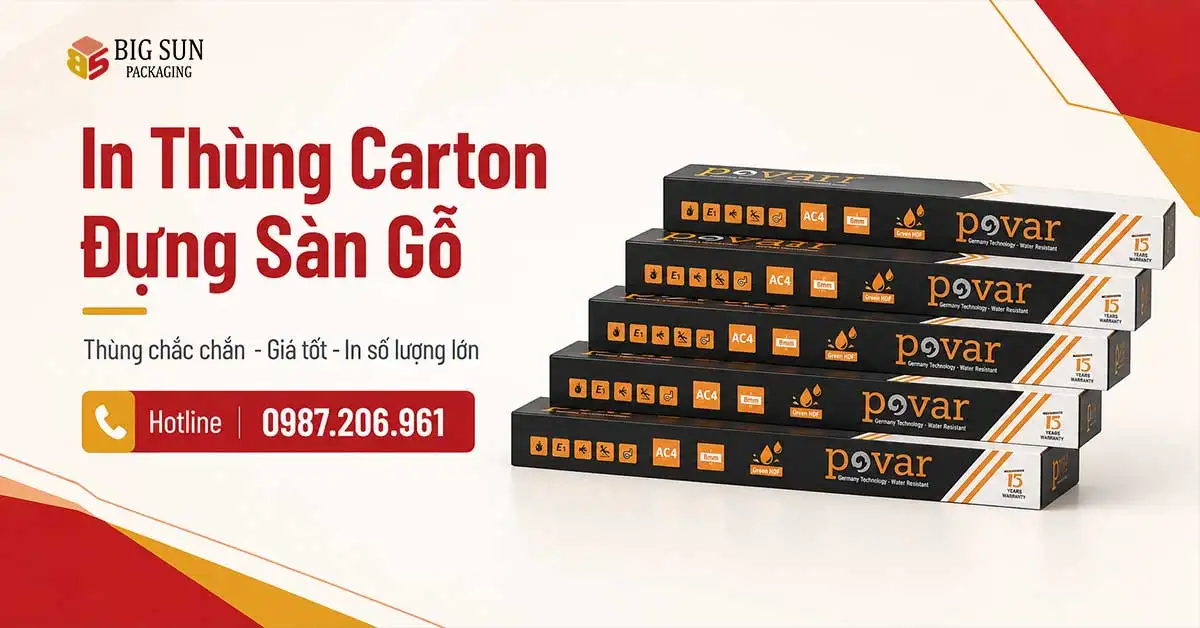 Dịch vụ in thung carton đựng sàn gỗ tại Big Sun