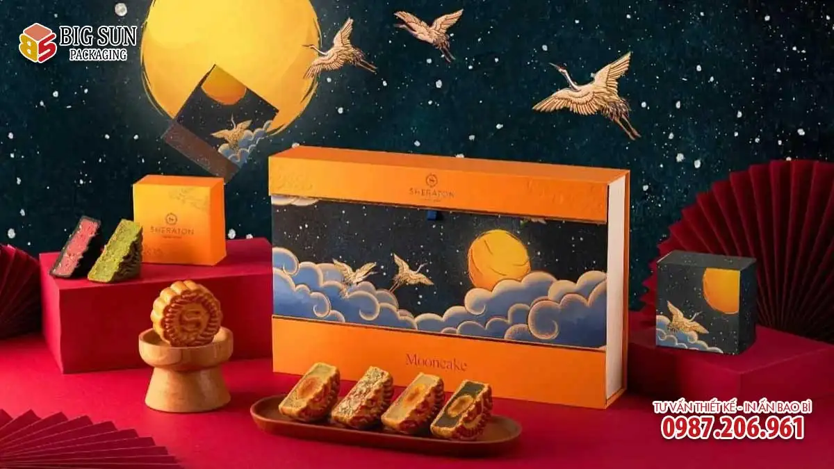 Hộp bánh trung thu Sheraton Phi Minh Tửu Nguyệt 2 đêm trăng chim hạc