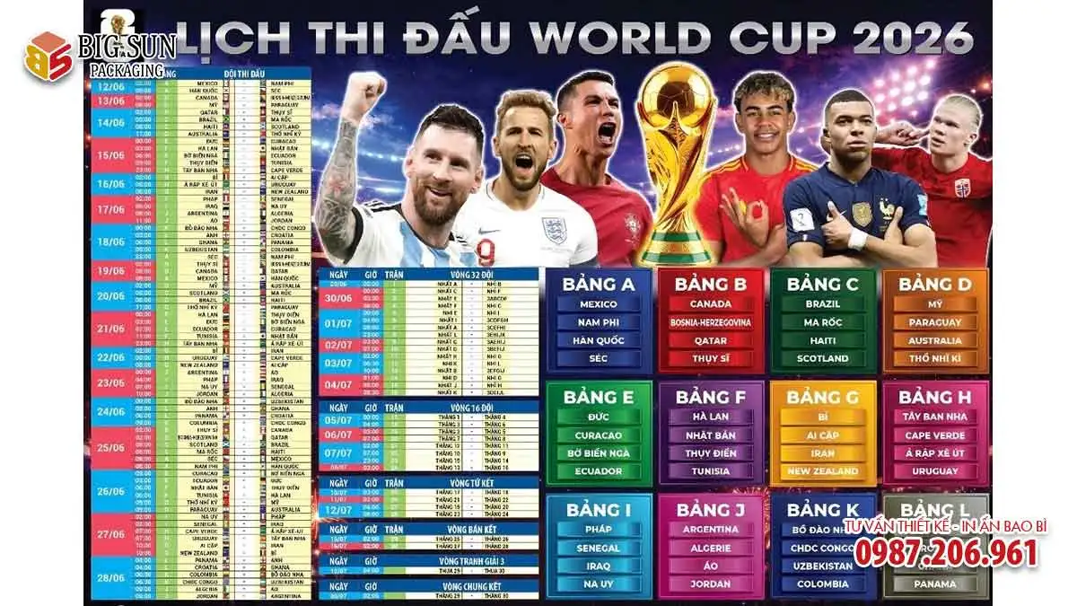 In lịch bóng đá World Cup 2026 Big Sun