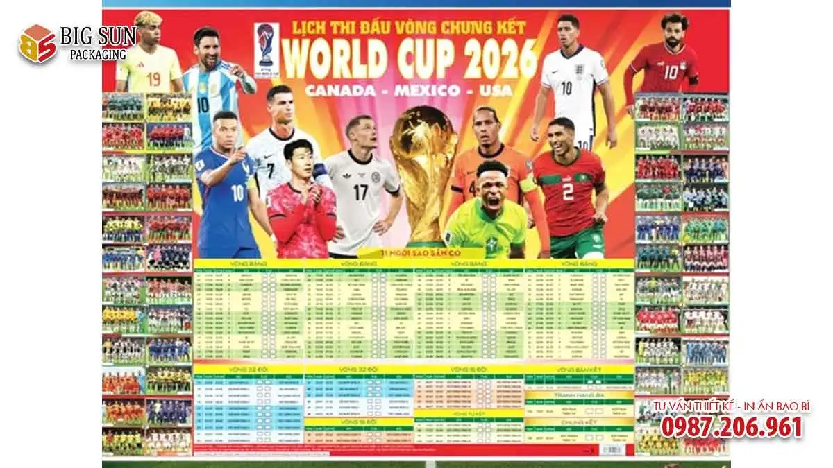 In tờ lịch thi đấu World Cup offset