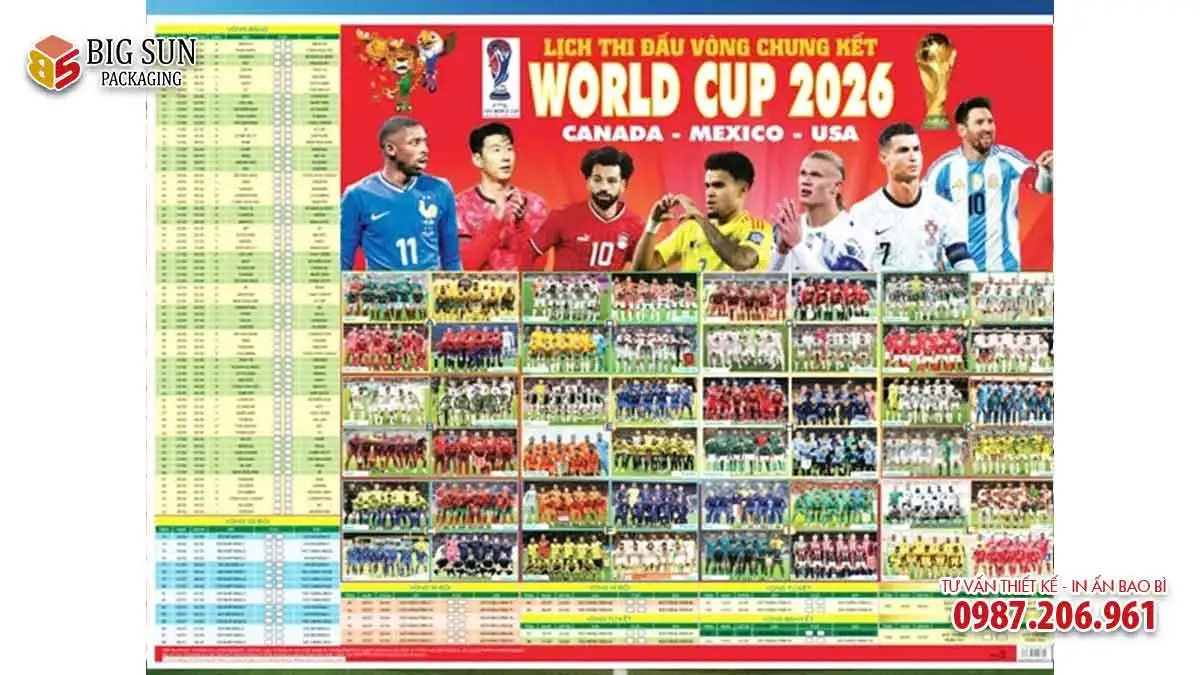 In lịch World Cup 2026 số lượng lớn tại Big Sun