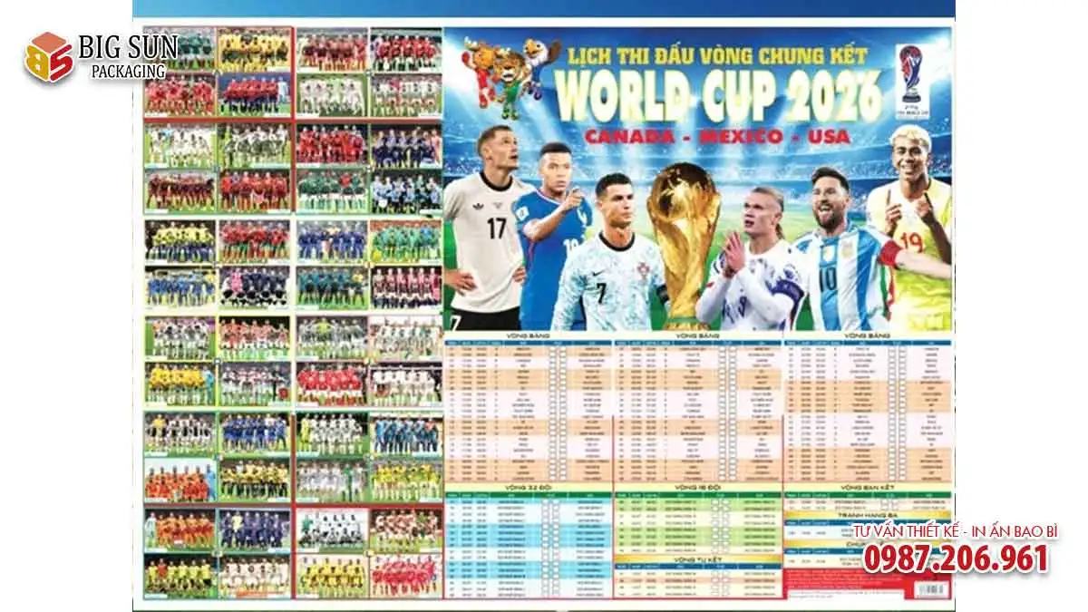 Mẫu tờ lịch World Cup in offset