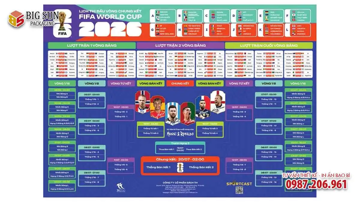 Lịch World Cup 2026 cán màng bóng