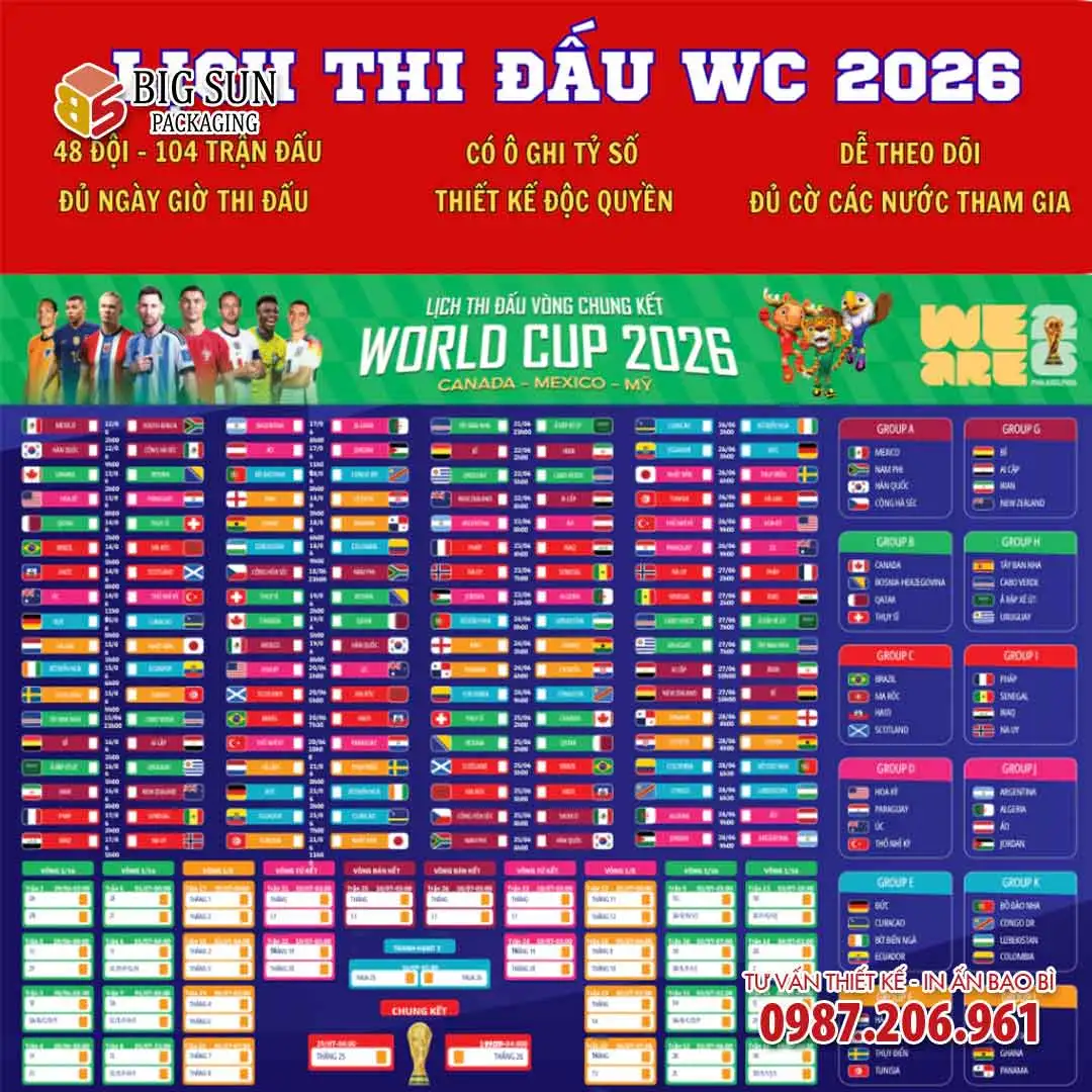 Tờ lịch bóng đá World Cup 2026