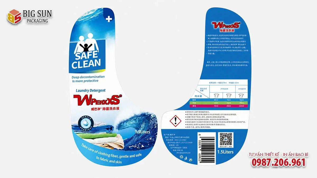 Mẫu tem nước giặt cho chai dung tích nhỏ