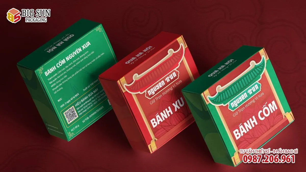 Hộp đựng bánh cốm Xưa Nay Gìn Giữ Hương Vị Xưa