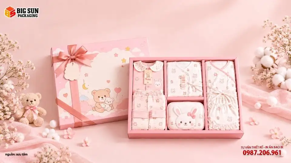 MẪU HỘP ĐỰNG SẢN PHẨM QUẦN ÁO MẸ VÀ BÉ CAO CẤP