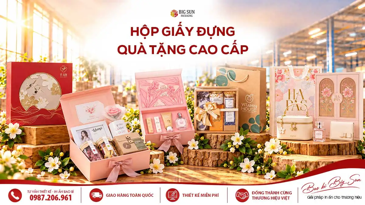 In Hộp Quà Tặng Theo Yêu Cầu – Hộp Cao Cấp, In Logo 1 banner in hop giay dung qua tang